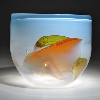 Franz Winkelkotte, Studioglas, Glaskunst, Gefäß, vessel, schwarzlot, Malerei, Holperdorp, geblasenes Glas, hotglass,