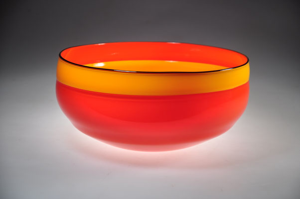 Michael Kramer, Studioglas, Hotglass, Incalmo, Teller, Schale, Opalglas, Schweiz, Mexico, blownaway