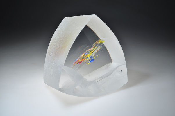 Thomas Lemke, optisches Glas, Skulptur, formgeschmolzen, Oxyde, Pigmente, Schliff, Hadamar, Staatspreis