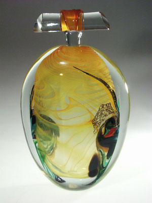 Robert Pierini, Vase, Flakon, Biot, verre soufflé, Studioglas, hotglass, blownglass, Kunsthandwerk, handmade