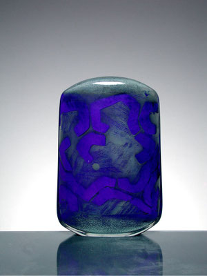 Alain & Marisa Begou, großes Vasenobjekt, Studioglas, Glaskunst, Vase, Glasmalerei, blownart