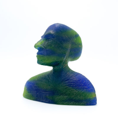 Hartmann Greb, Kopf, Pâte-de-verre, killncast, fromgeschmolzen. Skulptur, Studioglas, Kopf, Figur, Mensch