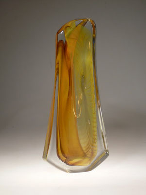 Robert Pierini, Vase, Flakon, Biot, verre soufflé, Studioglas, hotglass, blownglass, Kunsthandwerk, handmade