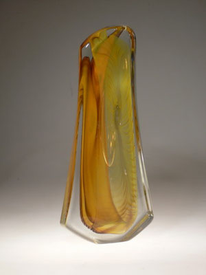 Robert Pierini, Vase, Flakon, Biot, verre soufflé, Studioglas, hotglass, blownglass, Kunsthandwerk, handmade