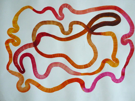 Bewegliche Ränder, Tusche auf Papier, 68 x 104 cm