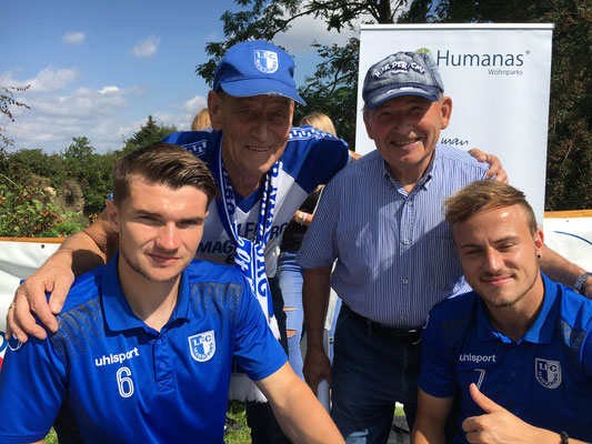 Autogrammstunde FCM-Spieler (Schiller, Erdmann) beim Steinbruchfest 2017