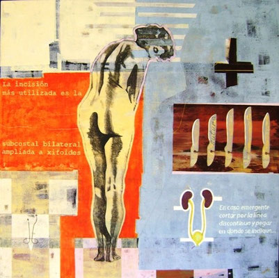 Título: CORTAR Y PEGAR / técnica: ACRÍLICO SOBRE TELA / dimensiones: 120 cm. X 120 cm. 