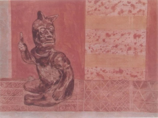 Título: CALPULEQUE / técnica: TIERRAS NATURALES SOBRE MADERA / dimensiones: 65 cm. X 85 cm.
