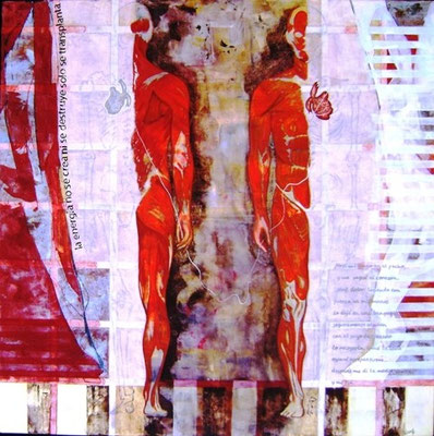 título: DE CORAZÓN A CORAZÓN / técnica: ACRÍLICO SOBRE TELA / dimensiones: 120 cm. X 120 cm.