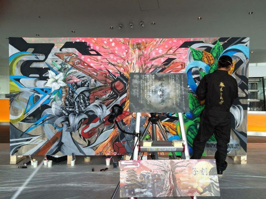 Livepainting at dance performance "子の刻(ZENON)", collaborate with Rinpaeshidan crew , 2015, XOLA