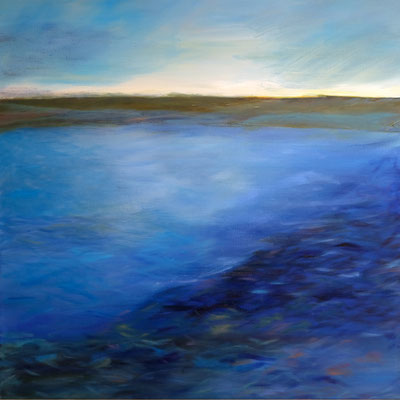 Am See, Öl a.Lw., 2021, 80 x80 cm 