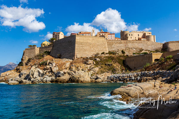 View of the massive citadel (12th century) of Calvi, another town  located on the northwest coast of Corsica.