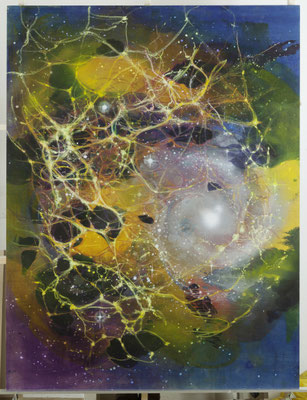 Halo, mixed media on wood, 170cm x 130cm, 2017