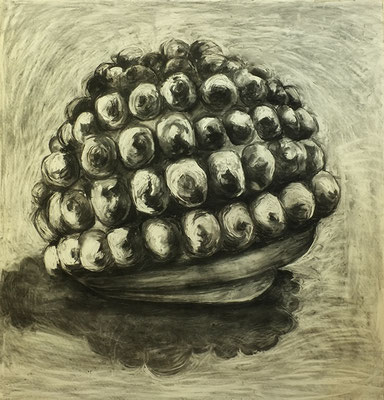 Woman of Willendorf 2016 charcoal on paper hair cut 147x170