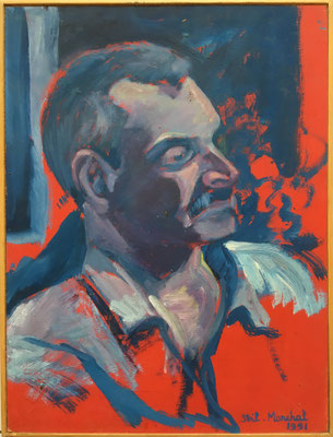 Peinture Acrylique sur Isorel - L 27 cm X H 36  cm  Titre Roger -  Année 1991  Artiste  Danielle STEIL MARCHAL 