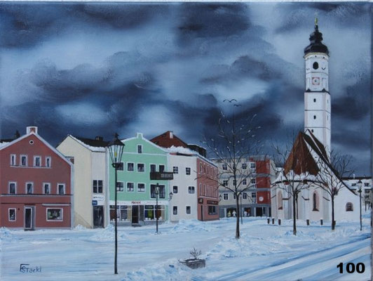 Nr.100 Dorfen. Nachmittag am Chinesischen Platz. Format 30x40cm