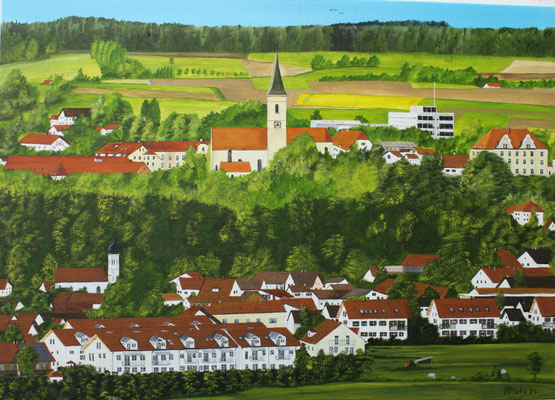 Nr.197 Panoramablick auf Dorfen. Format 70x50cm Breitkeilrahmen