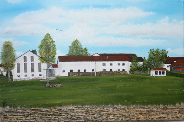 Nr.200 Bauernhof in Atting b.Tfk. Format 60x40cm Breitkeilrahmen
