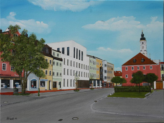Nr.177 Dorfen Neues Rathaus 2019. Format 40x60cm