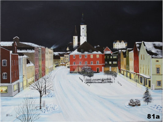 Nr.81a Dorfen Rathausplatz im Winter. Format 30x40cm
