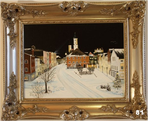 Nr.81 Dorfen Rathausplatz im Winter. Format 30x40cm