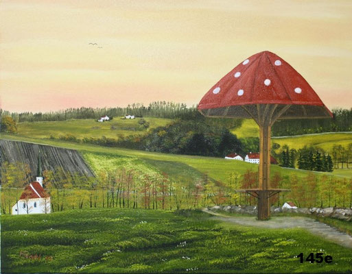 Nr.145e Dorfener Schwammerl im Abendlicht. Format 40x50cm