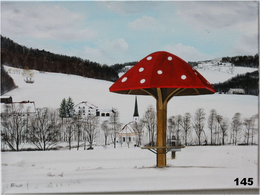 Nr.145 Dorfener Schwammerl m. Lindumer Kircherl. Format 40x60cm