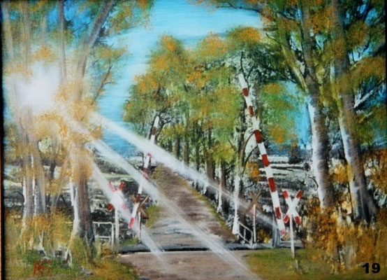 Nr.19 Bahnübergang Birkenallee Dorfen. Format 30x40cm