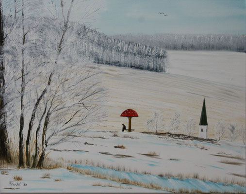 Nr.145h Wintertag am Schwammerl. Format 50x40cm