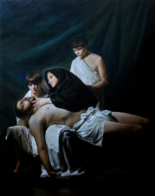 Pintura religiosa. La Piedad. Óleo sobre lienzo. 162 x130 cms.