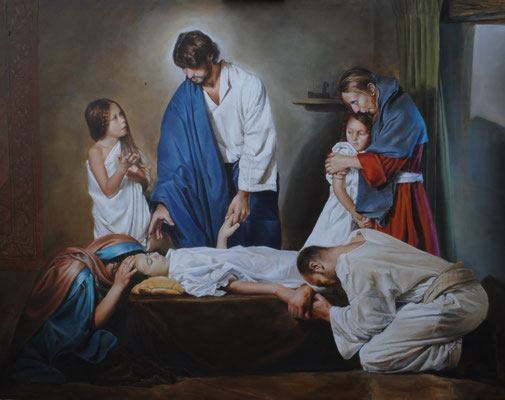 La resurrección de la hija de Jairo. Pintura religiosa