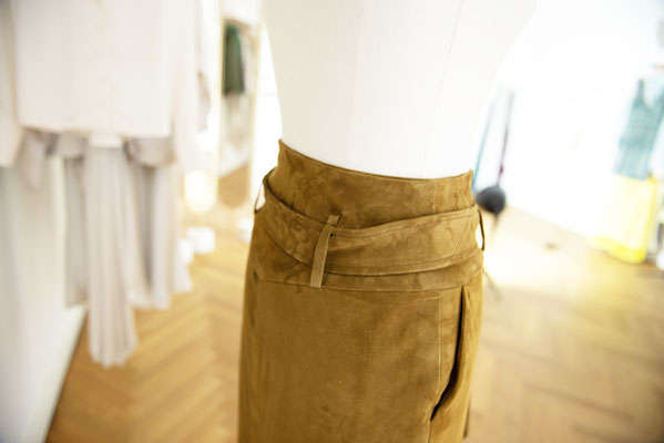 The Midi Suede Button Down Skirt
