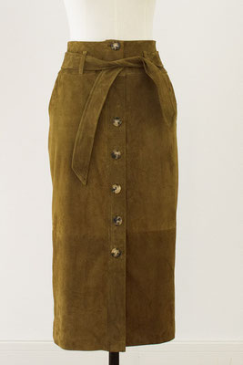The Midi Suede Button Down Skirt