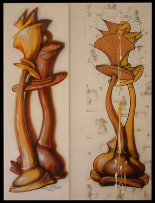 Metamorphose I und II - 40x120 cm - Leinwand - Airbrush & Acryl