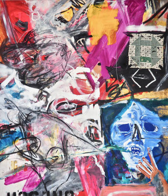CELEBRATORY MOOD, 150x130 cm, acrylic, oil, fabric on canvas, New York, 2017, Photo Reinhold Ponesch ©
