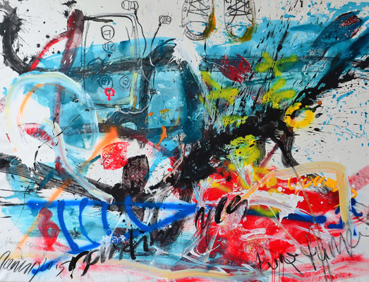 WALKING FREELY, 115x150, acrylic, charcoal on canvas, VIENNA 2015, Photo Reinhold Ponesch ©