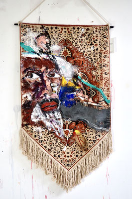 LORD OF THOUGHTS, 125x65 cm, acrylic on tapestry, Vienna, 2021, Photo Reinhold Ponesch ©