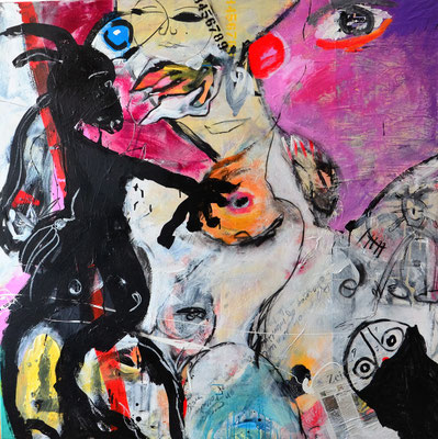 ZÄHMUNG, 150x150 cm, acrylic, charcoal on canvas, Vienna 2012, Photo Reinhold Ponesch ©
