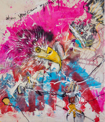 WHEN YOU COME MY WAY, 140x120 cm, acrylic, oil, charcoal on canvas, Vienna 2018, Photo Reinhold Ponesch ©
