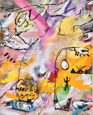 SPOTLIGHT, 100x80 cm, acrylic, charcoal on canvas, VIENNA, 2020, Photo Reinhold Ponesch ©