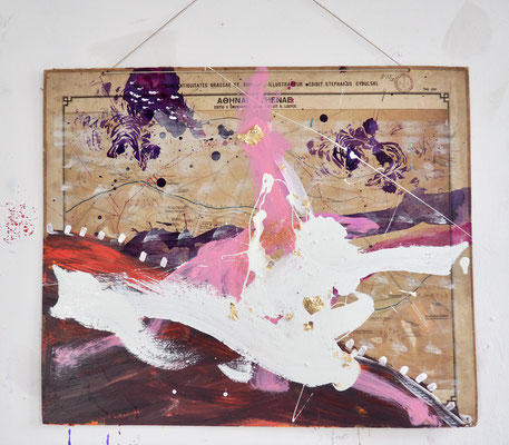 GOLDEN LANDSCAPE, 67x80 cm, tempera, acrylic, gold paper on cardboard, Vienna, 2020, Photo Reinhold Ponesch ©