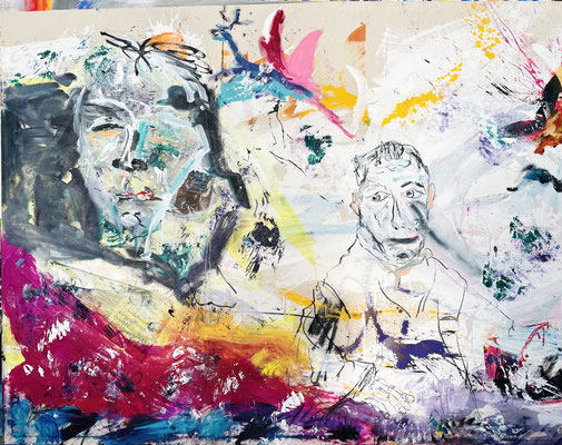 THE THINKER, 180x230 cm, oil, fabric, acrylic on canvas, Vienna, 2023, photo: Reinhold Ponesch ©