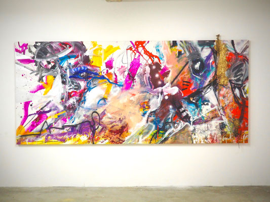 WITCHES´KITCHEN, 150x333 cm, acrylic on canvas, LEIPZIG, 2018, Photo Reinhold Ponesch ©