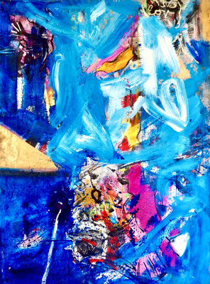 BLUE AZTEC, 190x140 cm, acrylic, oil on canvas, VIENNA, 2020, Photo Reinhold Ponesch ©