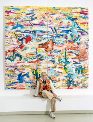 "LAXURY 1", 300x300 cm, acrylic on canvas, ceiling panel, Vienna 2024, Photo Reinhold Ponesch ©