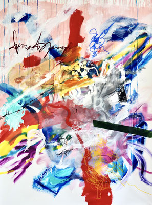 FLOWERY MEADOW, 200x150 cm, acrylic, crayon on canvas, VIENNA 2021, Photo Reinhold Ponesch ©