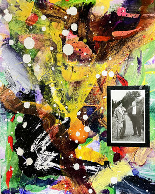 SPRING STROLL, 50x40 cm, acrylic, oil crayon, photo on canvas, Vienna, 2022, photo: Reinhold Ponesch ©