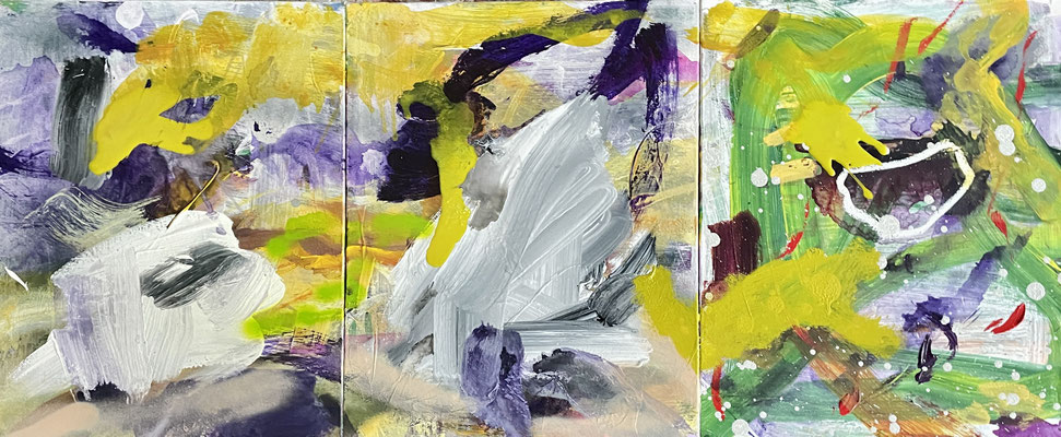SPRING FEELING, 50x120 cm, Triptych, acrylic on canvas, Vienna, 2022