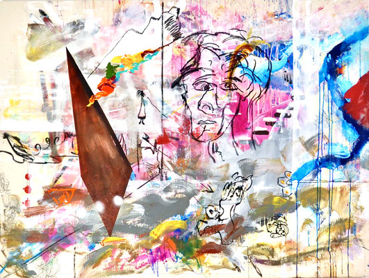 ANCIENT HERO, 150x200, acrylic, oil on canvas, Vienna, 2021, Photo Reinhold Ponesch ©