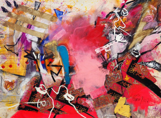 OH FORTUNA, 130x170 cm, acrylic, oil crayon, charcoal, fabric on canvas, NEW YORK 2017, Photo Reinhold Ponesch ©